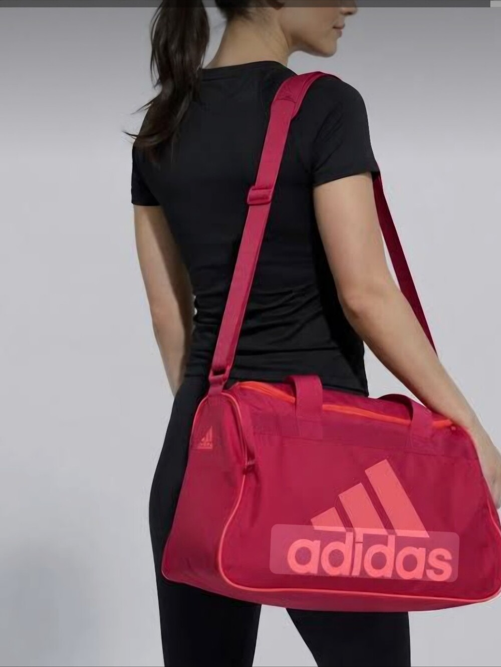 Adidas Purple & Orange Duffel Gym Bag | Weekender Travel Sports Bag | Adjustable